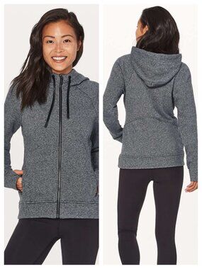Lululemon Warm For Winter Jacket Sz 8 Heathered Speckled Black / Black